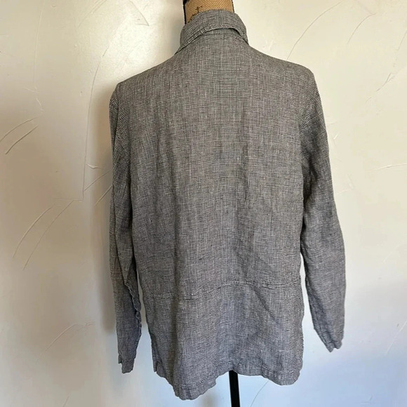 Cotton Wear Micro Houndstooth Linen Jacket EUC L - Picture 3 of 5
